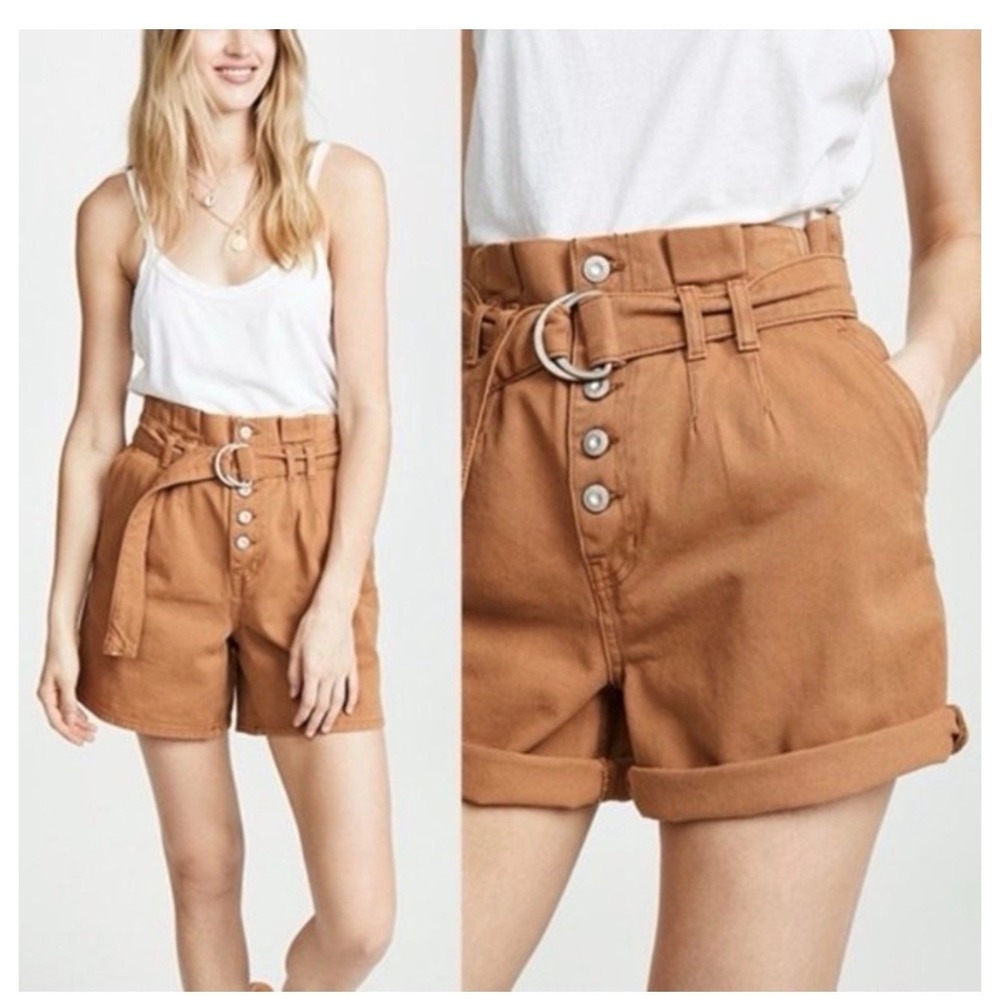 Free People We The‎ Free Makai Shorts 4 Brown Paperbag High Waist Belted Utility